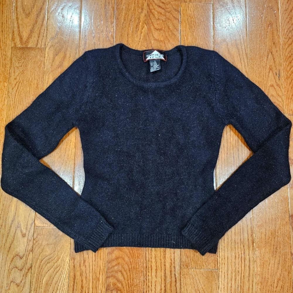Vintage Shimmery Black Sweater (Size S)